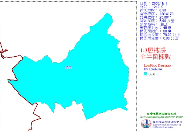 圖  3-1-7  鳥松區旗山斷層地震 1-3 層樓房全半倒棟數 