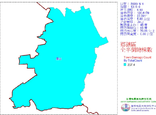 圖  3-1-10  鳳山區旗山斷層地震鄉鎮區全半倒總棟數 