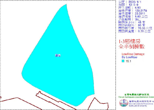 圖  3-1-7  鹽埕區旗山斷層地震 1-3 層樓房全半倒棟數 