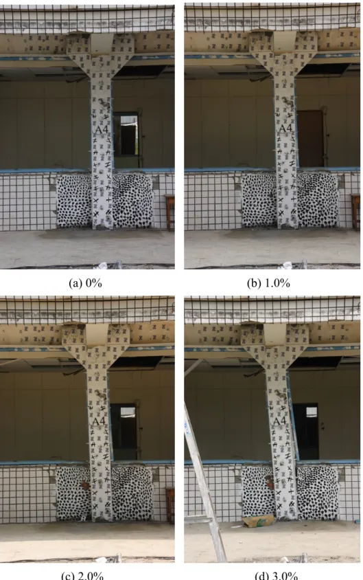 Figure 6: Images of the column A4 at different storey drift ratio 