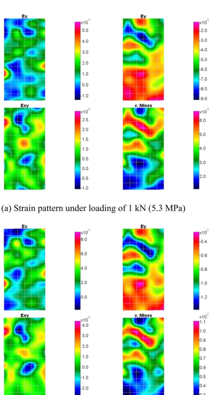 Figure 4  Full-field strain patterns of weak sandstone under axial loading. 