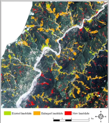 Figure 4  Classification and distribution of landslides (in typhoon Morakot, 2009). 