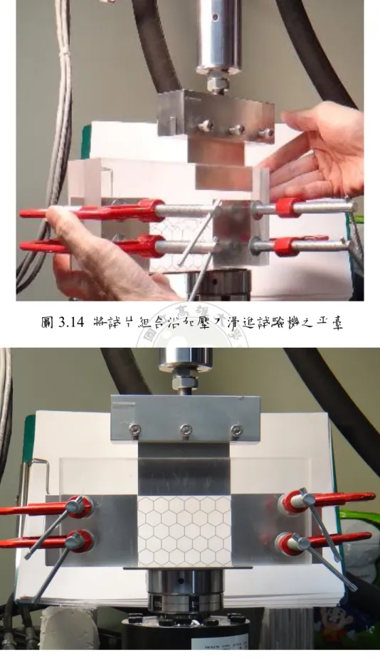 圖 3.15  安置妥當的蜂窩薄片試驗 