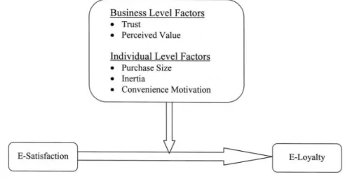 Figure 1.1: Moderated effect of E-satisfaction on E-loyalty. 