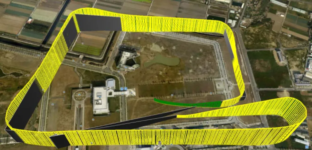 圖  11 以 Google Earth 開啟飛行紀錄檔（專家系統降落模擬） 