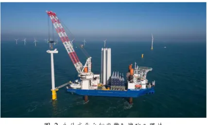 圖  2  自升式平台船安裝風機施工照片 