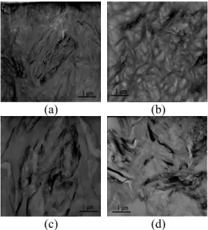 Fig. 2 STEM micrographs of PVDCB-MEE  nanocomposites films：(a) PVDCB-15-1；(b)  PVDCB-15-3；(c) PVDCB-15-5 