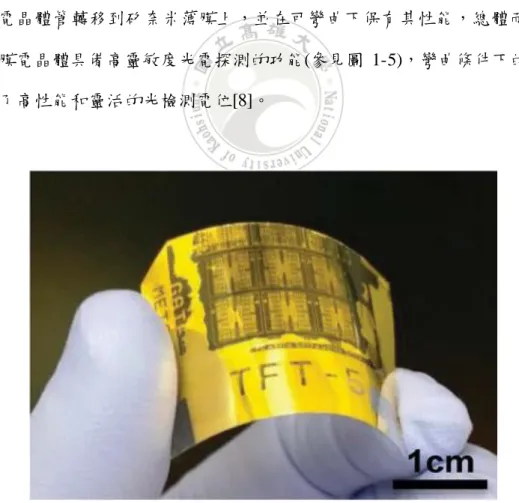 圖 1-5  轉移到可撓式基板上的薄膜電晶體[8] 