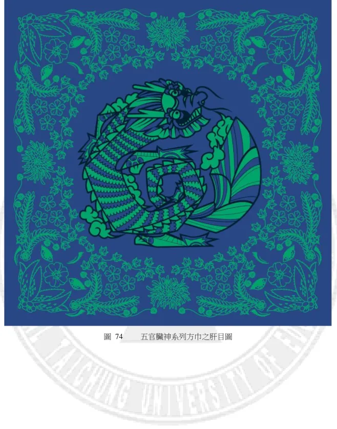 圖  74    五官臟神系列方巾之肝目圖 
