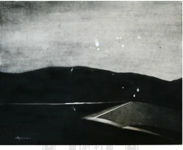 圖 16 歸途，礦物顏料、狀紙，91 X 72.5 cm，2013