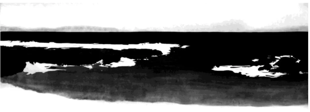 圖 18 海，礦物顏料、狀紙，160 X 60 cm，2013 