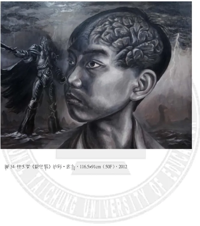 圖 34  林宏桀《數位腦》油彩‧畫布，116.5×91cm（50F），2012 