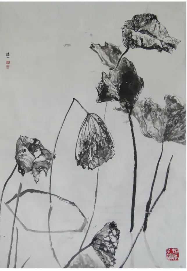 圖 22  邱健一，《秋荷組曲之三》，2010，宣紙，水墨，70×48 cm。 
