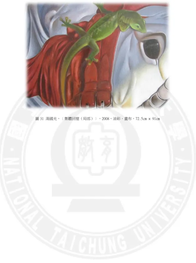 圖 31 湯國光，﹝集體回憶（局部）﹞，2008，油彩．畫布，72.5cm × 91cm 