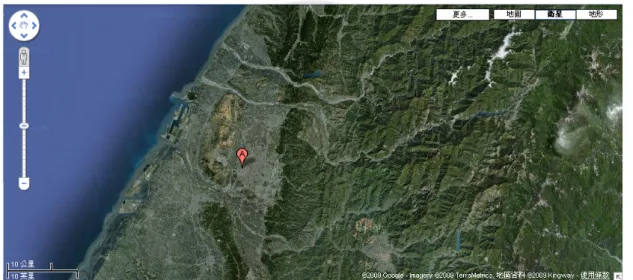 圖 3-6  臺中縣市衛星影象        資料來源：擷取自 Google Map 