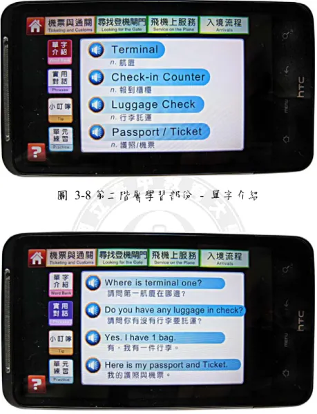 圖 3-8 第二階層學習部份 - 單字介紹 