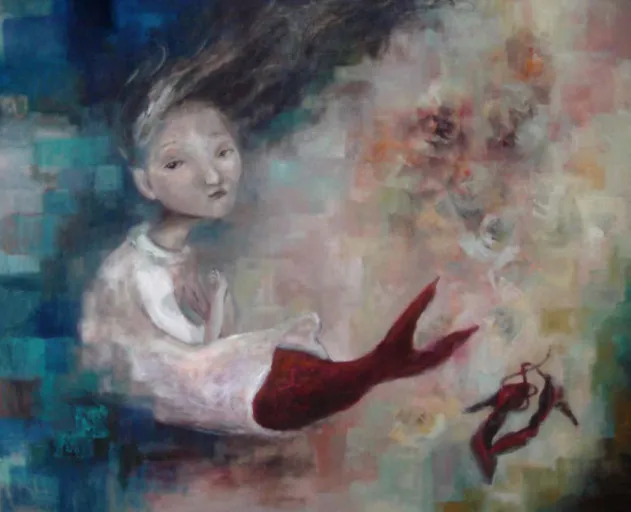 圖 4-20  黃欣怡，人魚的美麗與哀愁，2008，油彩，91×72.5 ㎝