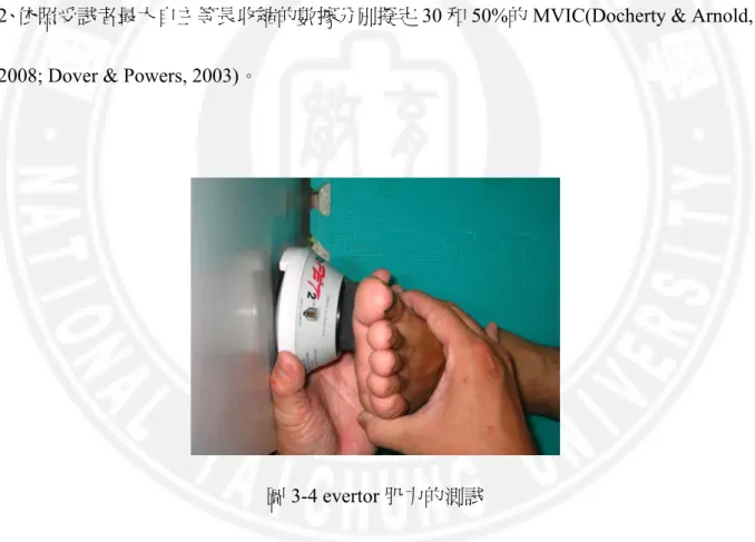 圖 3-4 evertor 肌力的測試 