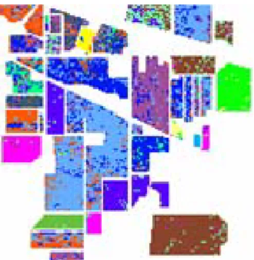 Figure 1.2 There are a number of speckle-like errors on the classification result, which  is classified by SVM, from the hyperspectral image (Indian Pine Site)