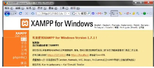 圖 3.11 Apache Friend-Xammp 網頁伺服器 