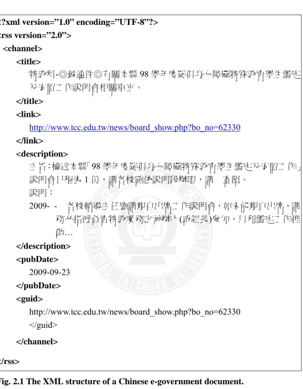 Fig. 2.1 The XML structure of a Chinese e-government document. 3