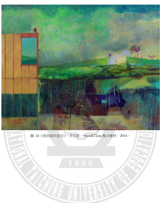 圖  24《被剖面的星空》，李怡萱，91cmX72cm 複合媒材，2014。 