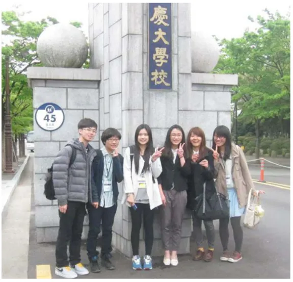 Figure 4.釜慶大學校門口  三、建議  此次非常感謝國科會給我這個機會能讓我出國見識國際研討會，瞭解現在國際間的情況 並且認識各國不同的教授學者，讓我見識大開，瞭解自己的不足，並改善不足的部分，且讓 我在國際場合更不畏懼口說英文，讓我更有自信，並且感到能於國際場合中完成報告是非常 有成就感的事情，希望之後有更多人能與我有相同感受，所以期望國科會能對出國參加會議 補助，特別加以支持，使得往後更多的學子能有此機會參加國際研討會，更上一層樓。  四、攜回資料名稱與內容 