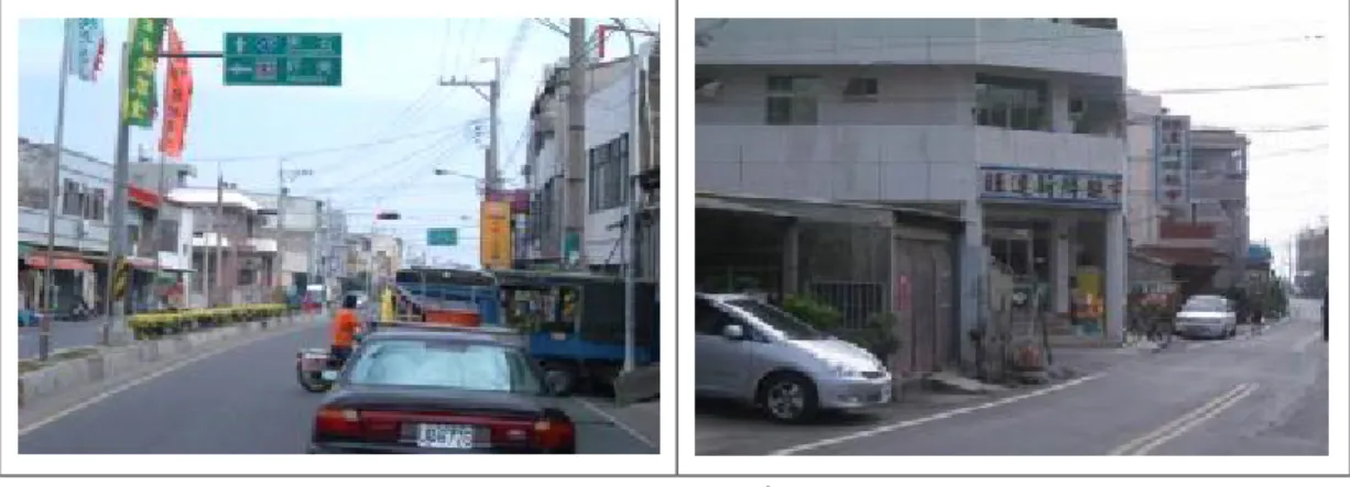 圖 3-15：台 17 線省道與嘉 163 縣道景色  資料來源：研究者拍攝（2006.03.18）  8            2  1                                               3    7                            1  5                               4  2           6  5  圖 3-16：新塭地區較高通道意象分布圖  經問卷「村落意象圖」通道統計，出現通道頻率百分比較高的通