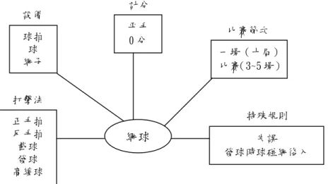 圖 2-3-3  語意網絡圖示例－－「網球」 