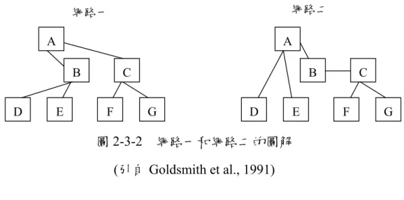 圖 2-3-2  網路一和網路二的圖解  (引自 Goldsmith et al., 1991) 