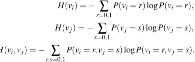 Fig. 3 Calculation of Shannon entropy for single element and pair elements. Probability is calcu- calcu-lated by the frequency the state of on or off