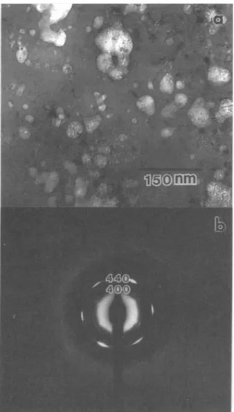 Fig.  3.  (a)  Planar  TEM  micrograph  showing  the  structure of  the  AI~O3 film where voids and particles are present