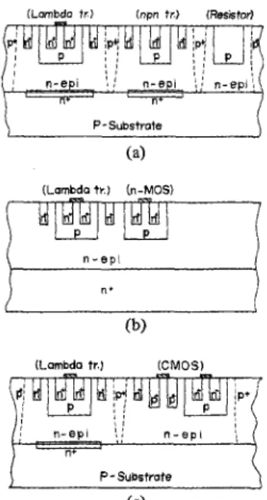 Fig. 4.  The  metallization  patterns  of  the  fabricated  Lambda  bipolar  transistors