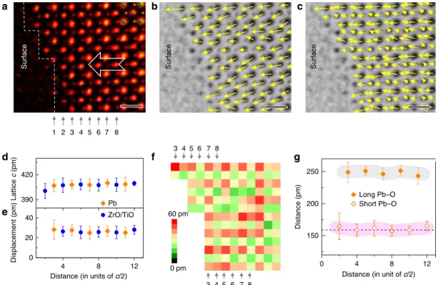Figure 3 | Structure of the positively poled surface. (a) An ABF image of the positively poled surface