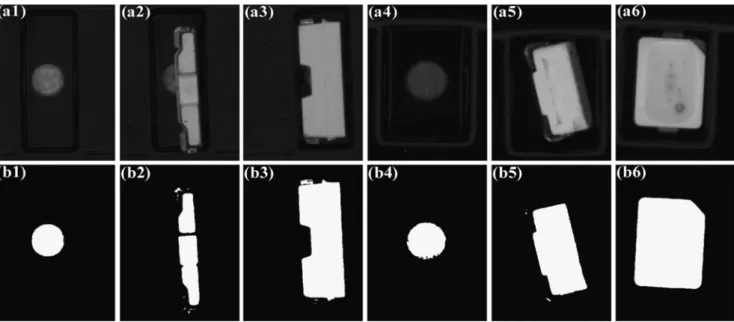 Fig. 9 a1 –a3 and a4–a6 are the input images of a Type 1 LED and a Type 2 LED, respectively, having a missing component, wrong orientations, and no defects