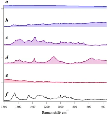 Figure 3.  MCR-ALS spectral components from Patient-1 normal tissue sample (a–e) and the standard  keratin spectrum (f)