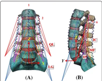 Figure 1 The finite-element model used in this study. (A) Front view. (B) Lateral view.