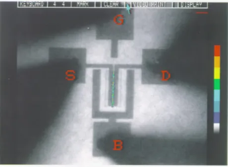 Fig. 2.4a The  micrograph  of  hot  carrier  light  emission  from  a  nMOSFET  with  Lg =0.3 µ m  and
