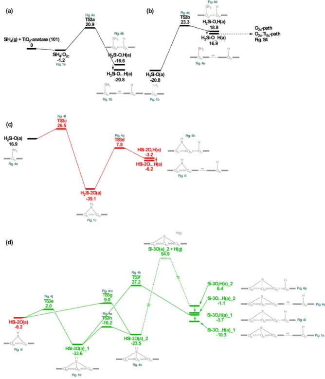 Figure 3. Schematic potential energy profiles for the multipath on the TiO 2 anatase (101) surface