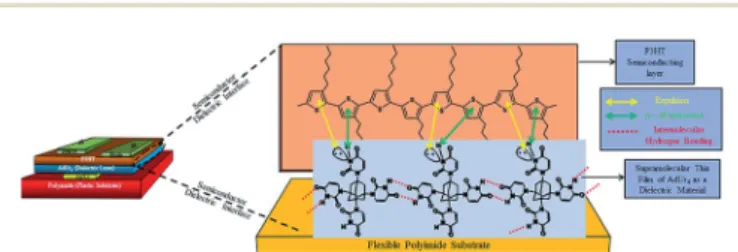 Fig. 7 shows this whole mechanism of formation of edge-on orientation of P3HT molecular chains over AdUr 4 STF dielectric layer