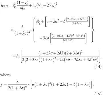 Fig. 9 Simulated conversion gain and jv DS;MSQ 1 v DS;MSQ 3 j versus V B .