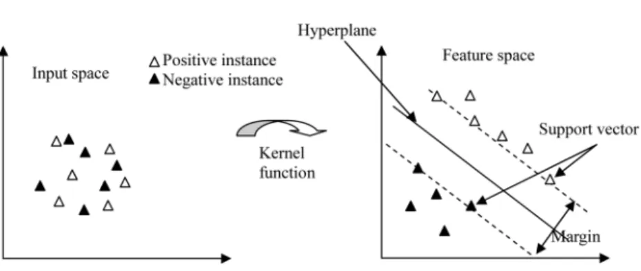 Figure 4. The operations of support vector machine (Cristianini and Shawe-Taylor 2000).