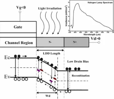 Fig. 4. Proposed model of photo-induced current mechanism for LTPS TFTs.