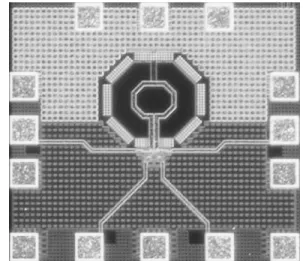 Fig. 7. Chip microphotograph of V -band ILFT (0.59 mm 2 0.66 mm).