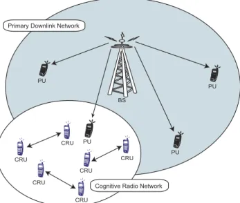 Fig. 2. Timing diagram for the coexistence of both the primary and the CR networks.