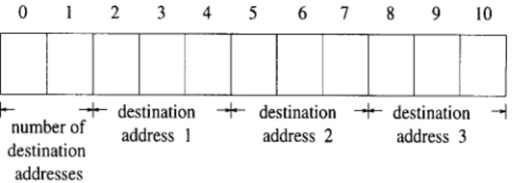 Fig. 7. The destination address format for multicast.Fig. 6. The cell format for broadcast and multicast.