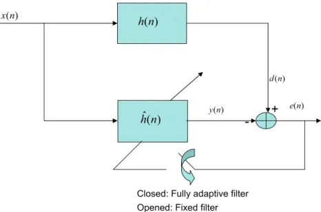 Fig. 2. Block diagram of the ﬁxed ﬁlter and the adaptive ﬁlter.