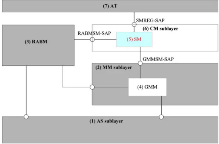 Fig. 2. The UE protocol architecture for SM.