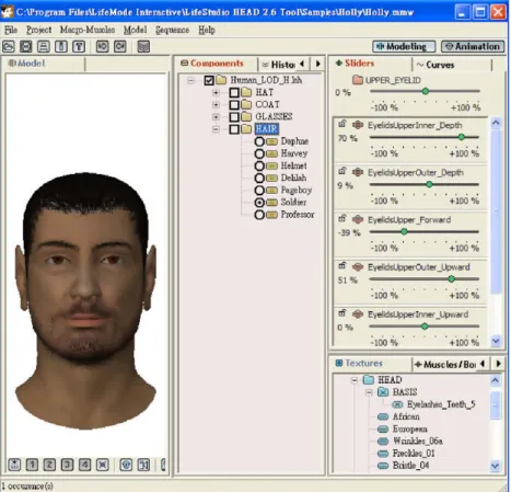 Fig. 2. The facial appearance creation software Live Studio Head Tool v.2.6.