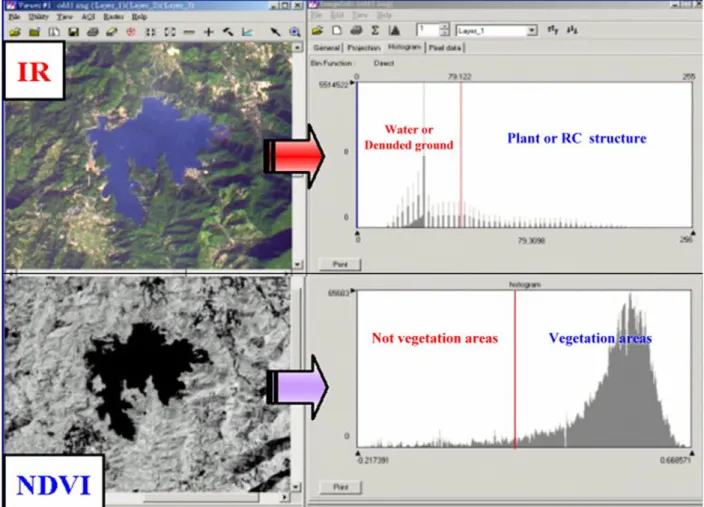 Fig. 1. SPOT satellite images (conducting OR performing) IR and NDVI statistical analysis.